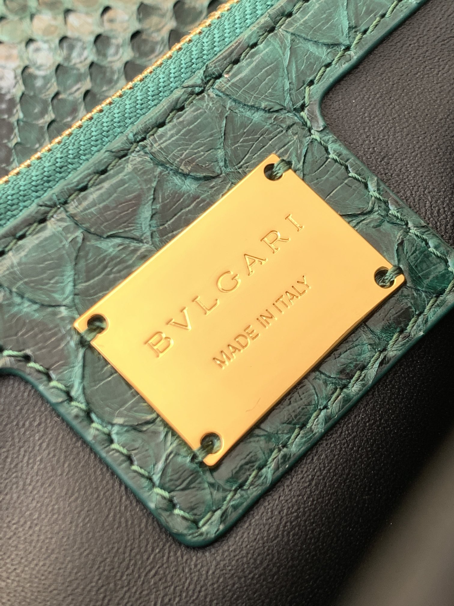 Bvlgari Serpenti Forever Medium Crossbody Bag in Dark Green Python Skin 